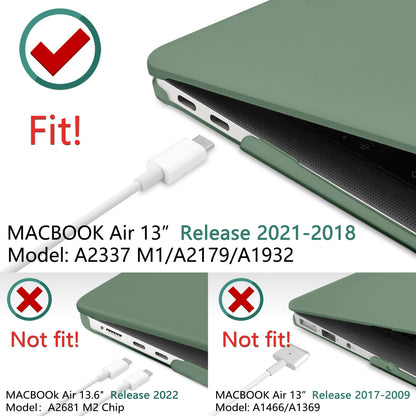 Suitable for  MacBook Air 13 Inch Case 2022 2021 2020 2019 2018, A1932, A2179, A2337 Shell Case Keyboard Cover Dark Green Tristar Online