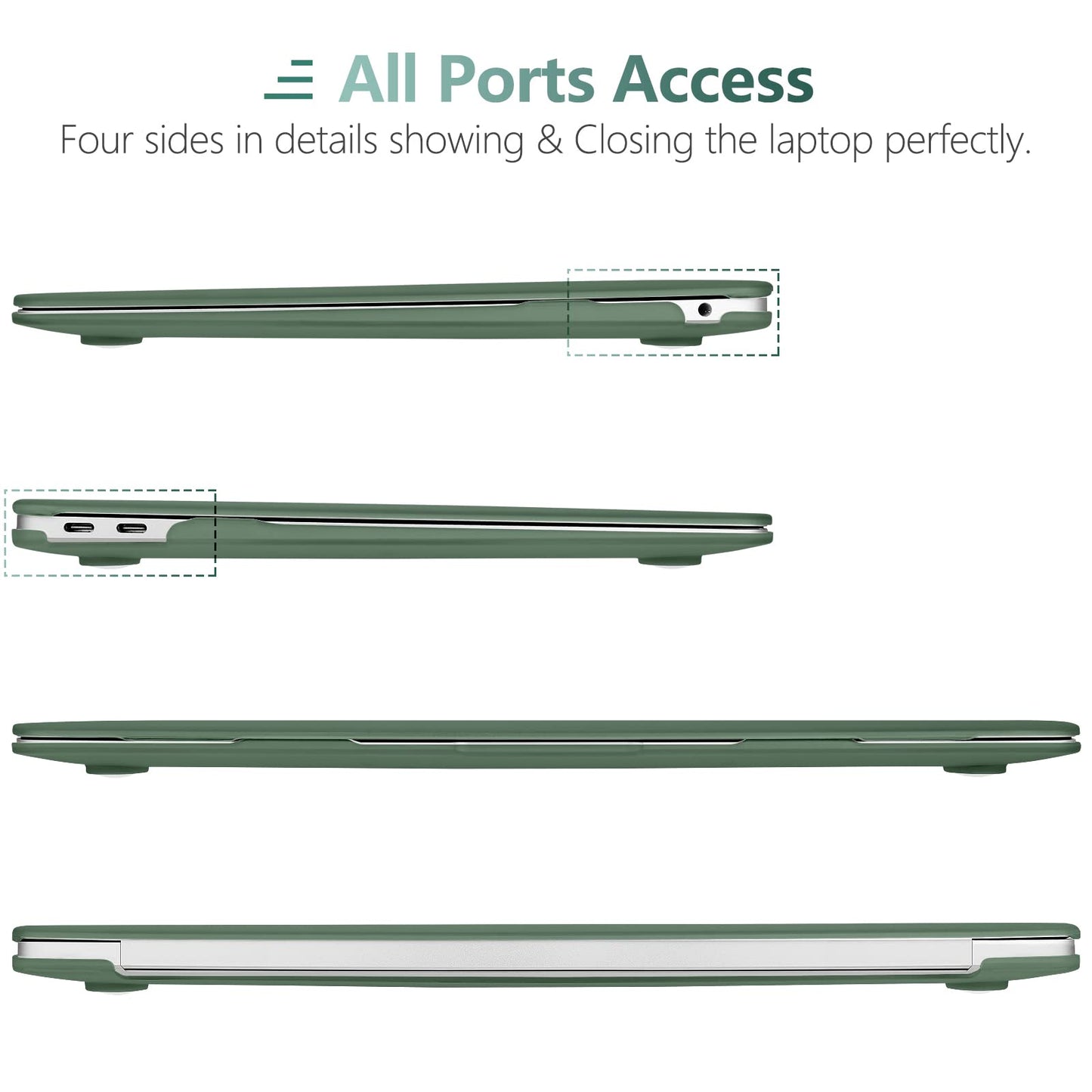 Suitable for  MacBook Air 13 Inch Case 2022 2021 2020 2019 2018, A1932, A2179, A2337 Shell Case Keyboard Cover Dark Green Tristar Online