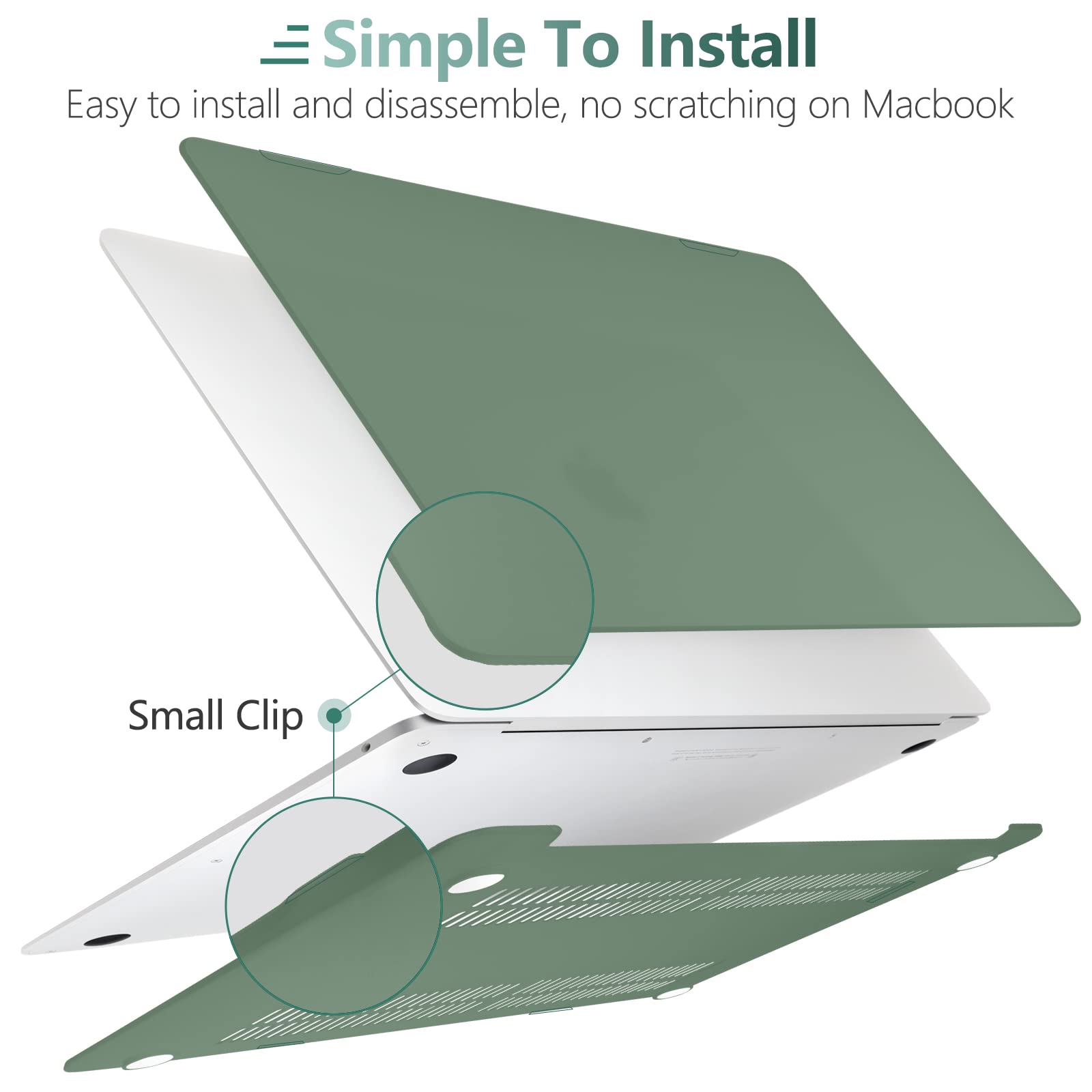 Suitable for  MacBook Air 13 Inch Case 2022 2021 2020 2019 2018, A1932, A2179, A2337 Shell Case Keyboard Cover Dark Green Tristar Online