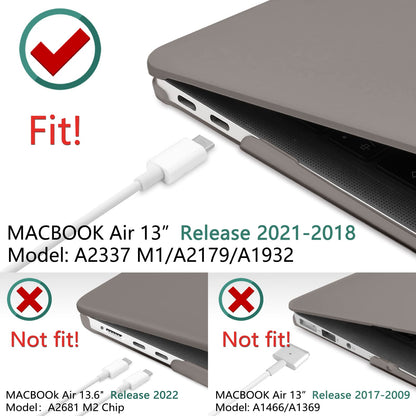 Suitable for  MacBook Air 13 Inch Case 2022 2021 2020 2019 2018, A1932, A2179, A2337 Shell Case Keyboard Cover Grey Tristar Online