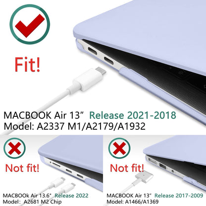 Suitable for  MacBook Air 13 Inch Case 2022 2021 2020 2019 2018, A1932, A2179, A2337 Shell Case Keyboard Cover lavender Grey Tristar Online