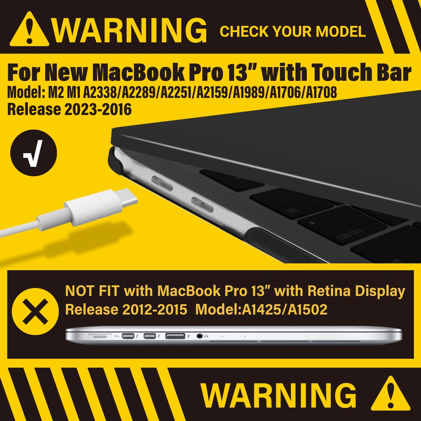 MacBook Pro 13 Inch Case 2016-2023 M1 M2 A2338 A2289 A2251 A2159 Hard Shell Case Keyboard Cover Black Tristar Online