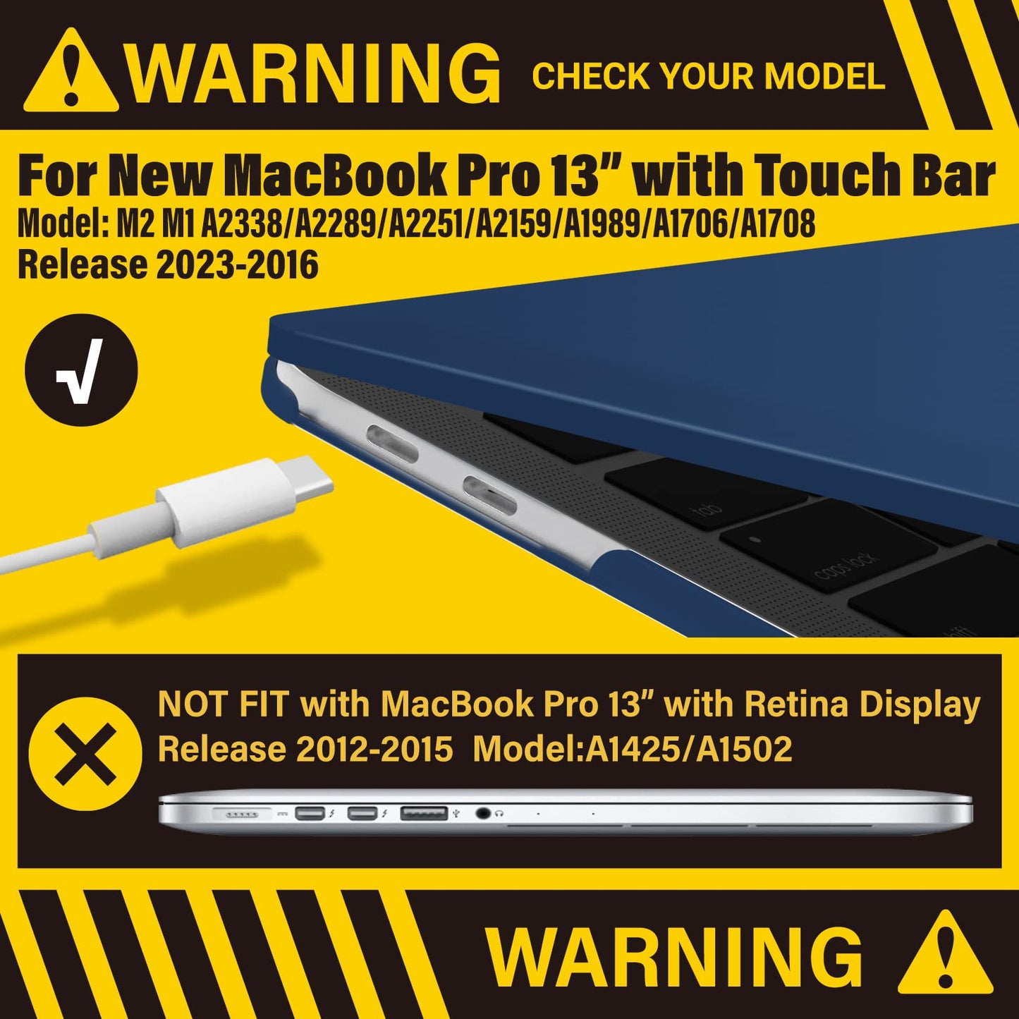 Navy Blue MacBook Pro 13 Inch Case 2016-2023 M1 M2 A2338 A2289 A2251 A2159 Hard Shell Case Keyboard Cover Tristar Online