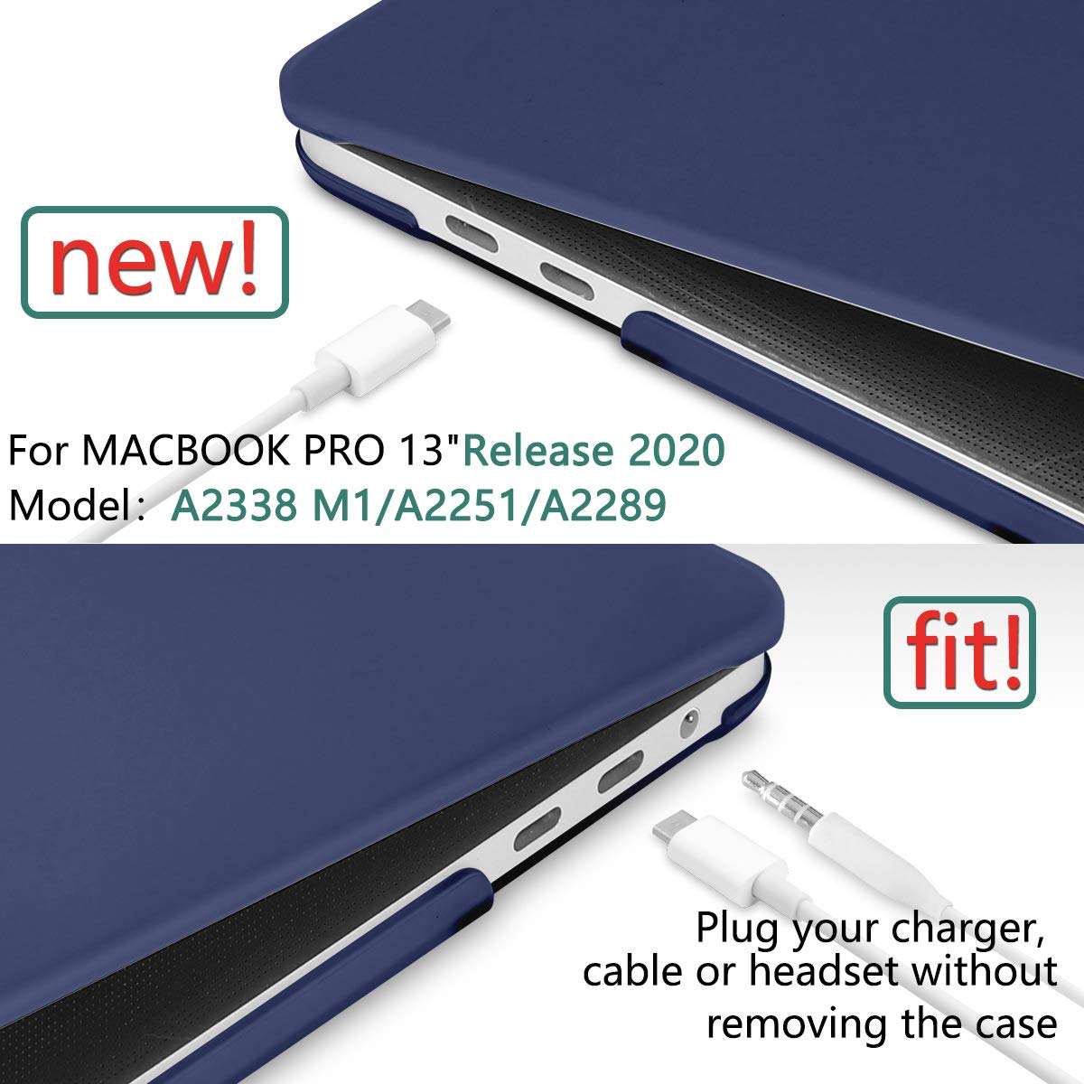 Navy Blue MacBook Pro 13 Inch Case 2016-2023 M1 M2 A2338 A2289 A2251 A2159 Hard Shell Case Keyboard Cover Tristar Online