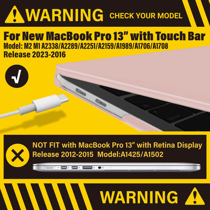 Suitable for  Sold Pink MacBook Pro 13 Inch Case 2016-2023 M1 M2 A2338 A2289 A2251 A2159 Hard Shell Case Keyboard Cover Tristar Online