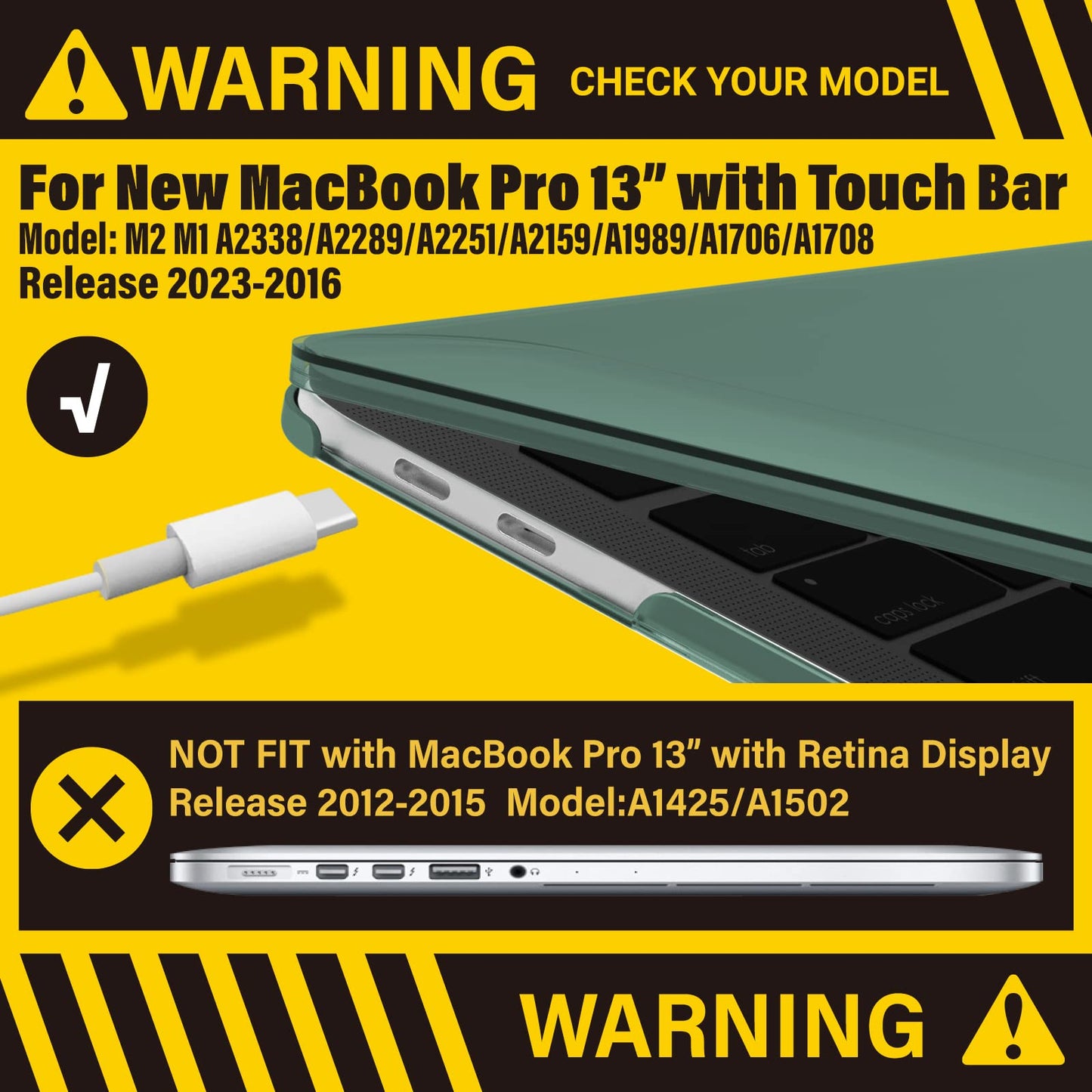 Suitable for  Midnight Green MacBook Pro 13 Inch Case 2016-2023 M1 M2 A2338 A2289 A2251 A2159 Hard Shell Case Keyboard Cover Tristar Online