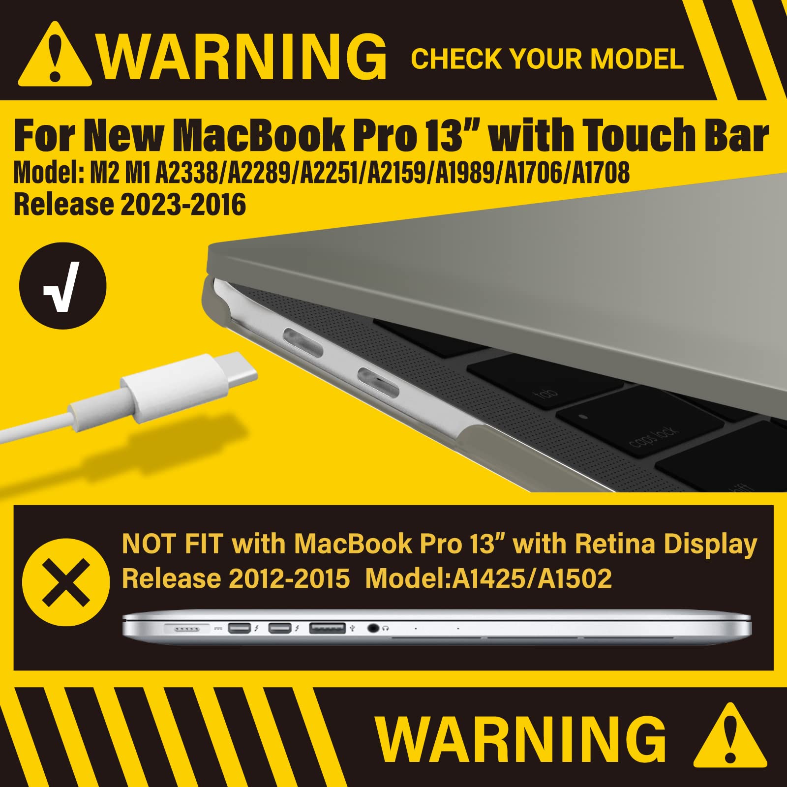 Suitable for  Grey MacBook Pro 13 Inch Case 2016-2023 M1 M2 A2338 A2289 A2251 A2159 Hard Shell Case Keyboard Cover Tristar Online