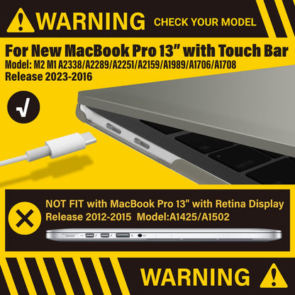 Suitable for  Grey MacBook Pro 13 Inch Case 2016-2023 M1 M2 A2338 A2289 A2251 A2159 Hard Shell Case Keyboard Cover Tristar Online
