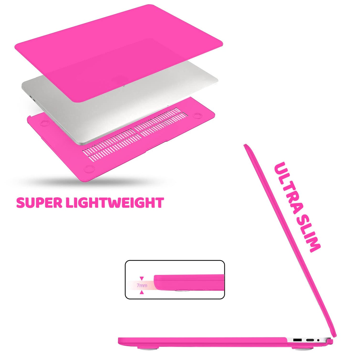 Suitable for  Hot Pink MacBook Pro 13 Inch Case 2016-2023 M1 M2 A2338 A2289 A2251 A2159 Hard Shell Case Keyboard Cover Tristar Online