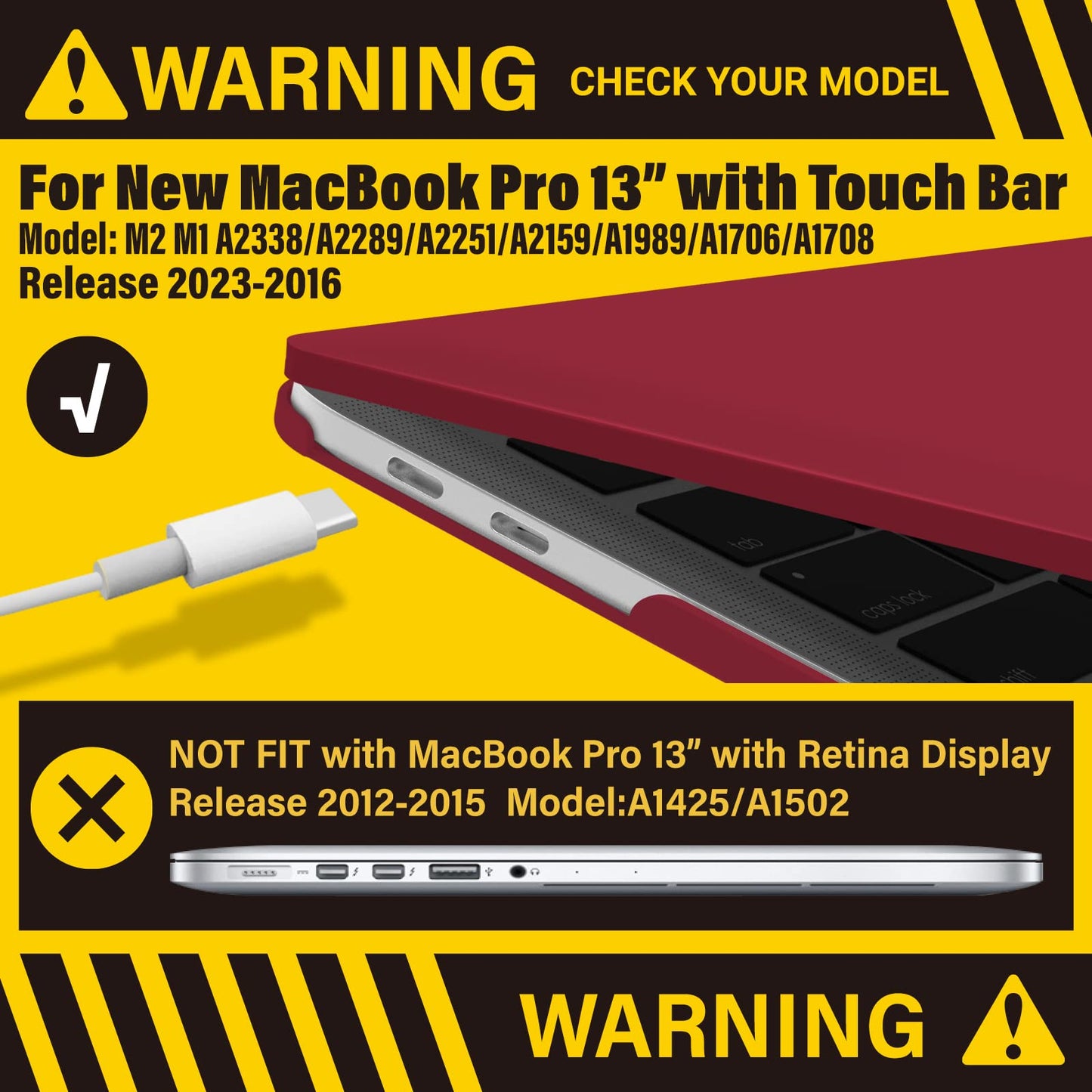 Wine Red MacBook Pro 13 Inch Case 2016-2023 M1 M2 A2338 A2289 A2251 A2159 Hard Shell Case Keyboard Cover Tristar Online