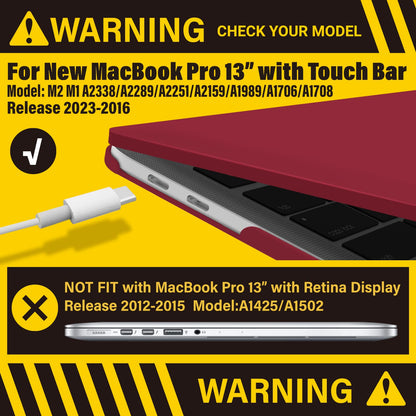 Wine Red MacBook Pro 13 Inch Case 2016-2023 M1 M2 A2338 A2289 A2251 A2159 Hard Shell Case Keyboard Cover Tristar Online