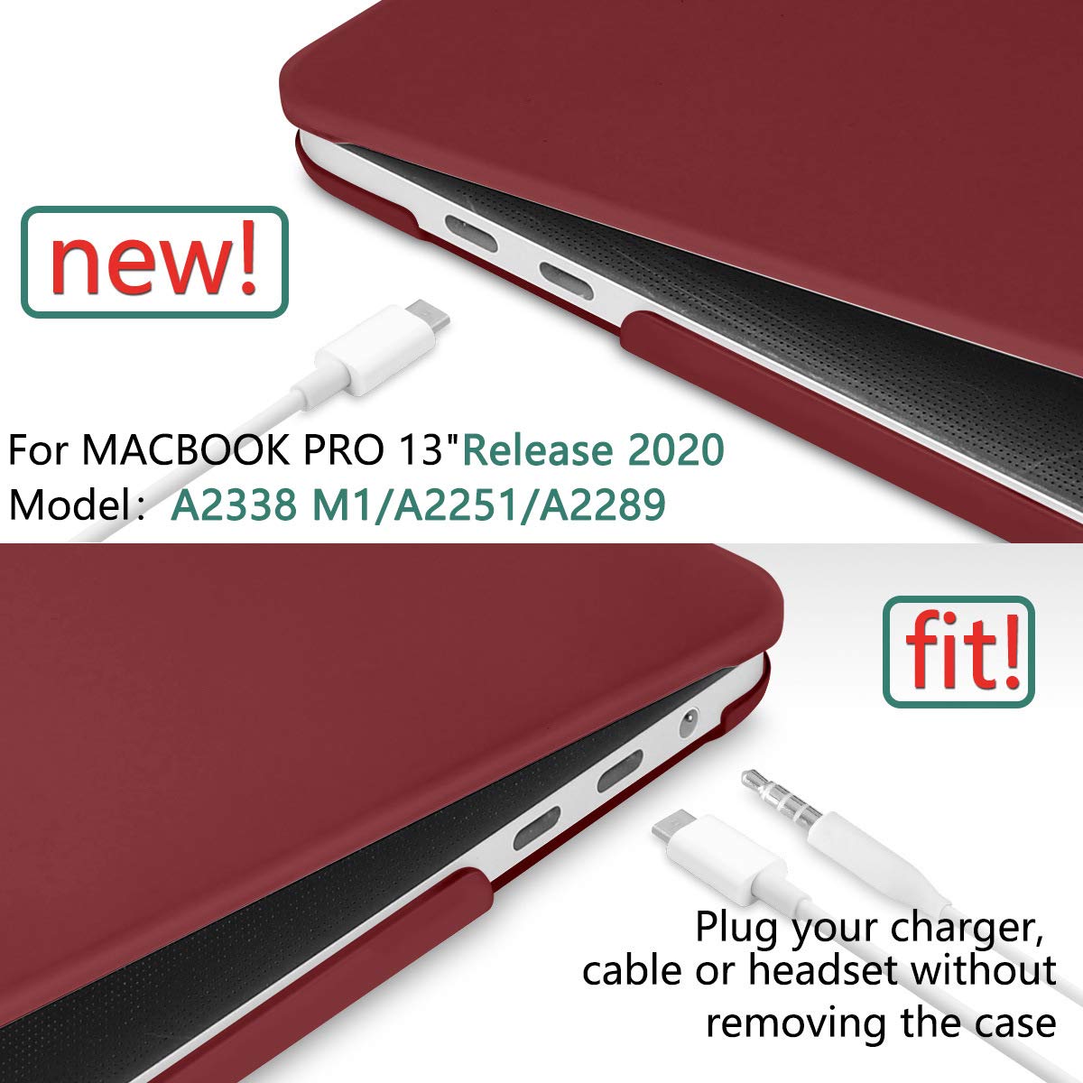 Wine Red MacBook Pro 13 Inch Case 2016-2023 M1 M2 A2338 A2289 A2251 A2159 Hard Shell Case Keyboard Cover Tristar Online