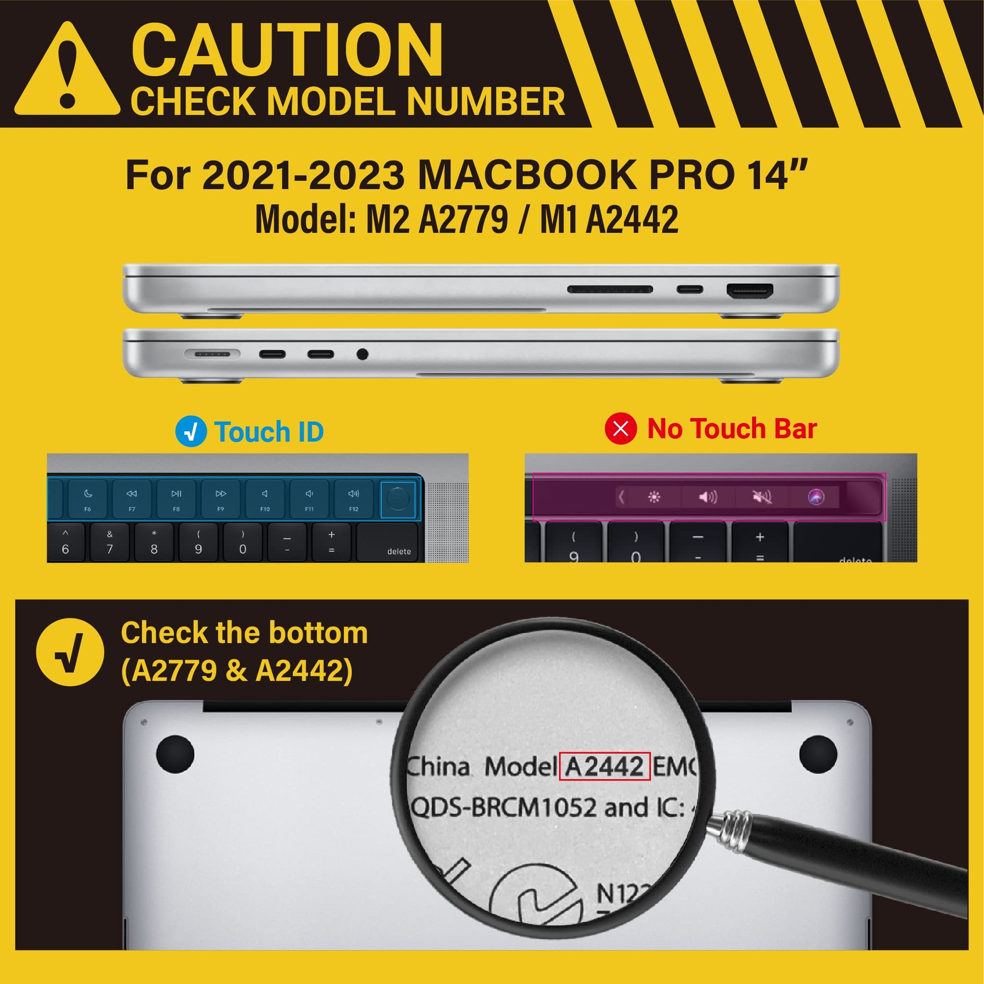Suitable for MacBook Pro 14 Max Inch Case 2023 2022 2021 M2 A2779 M1 A2442 Hardshell Case Keyboard Cover Black Tristar Online