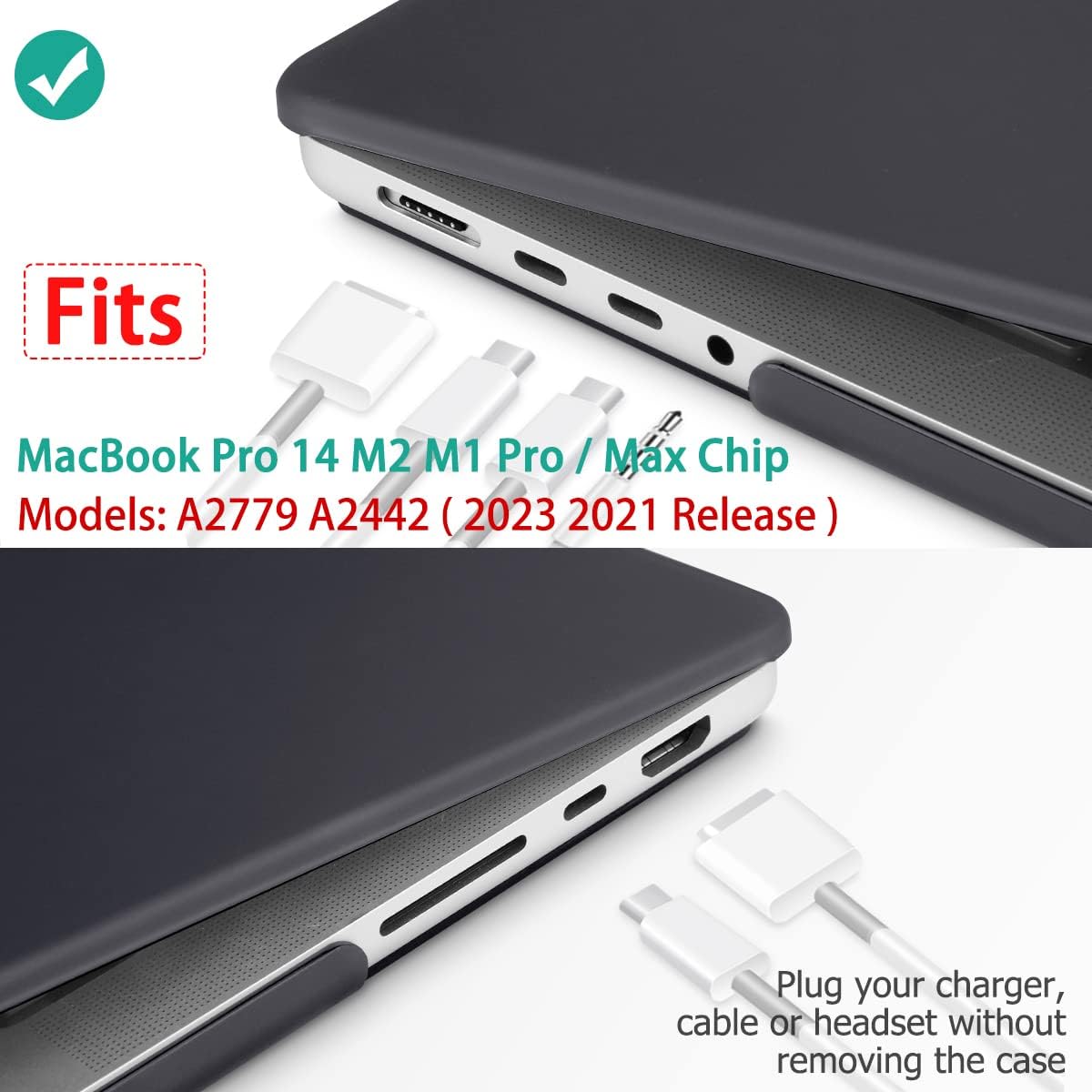 Suitable for MacBook Pro 14 Max Inch Case 2023 2022 2021 M2 A2779 M1 A2442 Hardshell Case Keyboard Cover Black Tristar Online