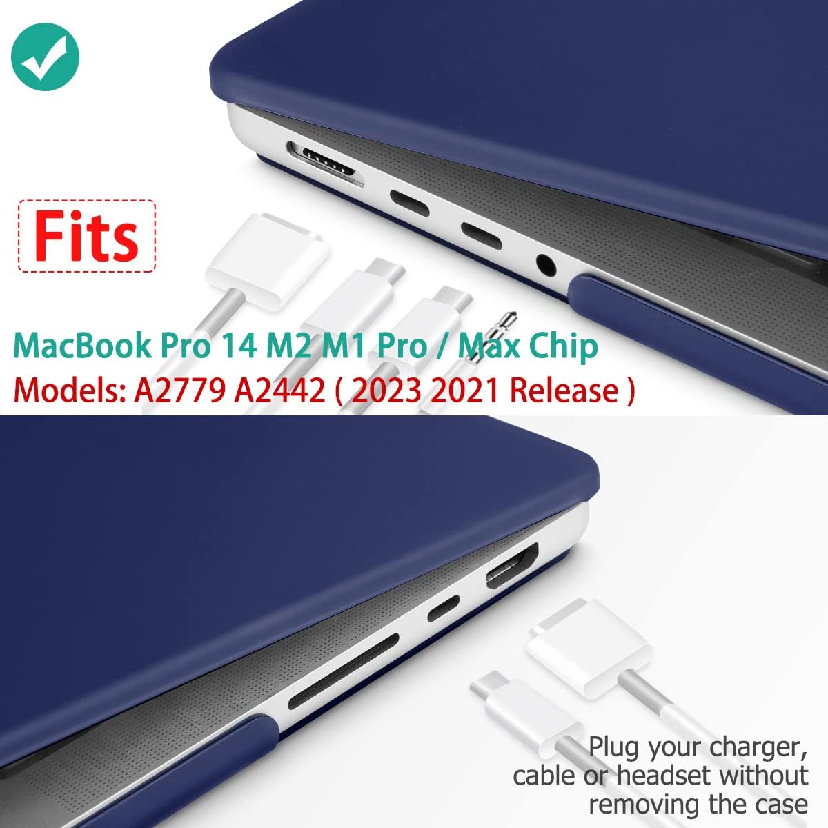 Suitable for MacBook Pro 14 Max Inch Case 2023 2022 2021 M2 A2779 M1 A2442 Hardshell Case Keyboard Cover Blue Tristar Online