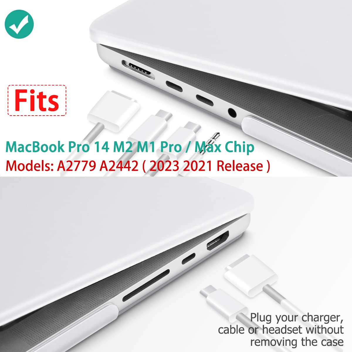 Suitable for MacBook Pro 14 Max Inch Case 2023 2022 2021 M2 A2779 M1 A2442 Hardshell Case Keyboard Cover White Tristar Online