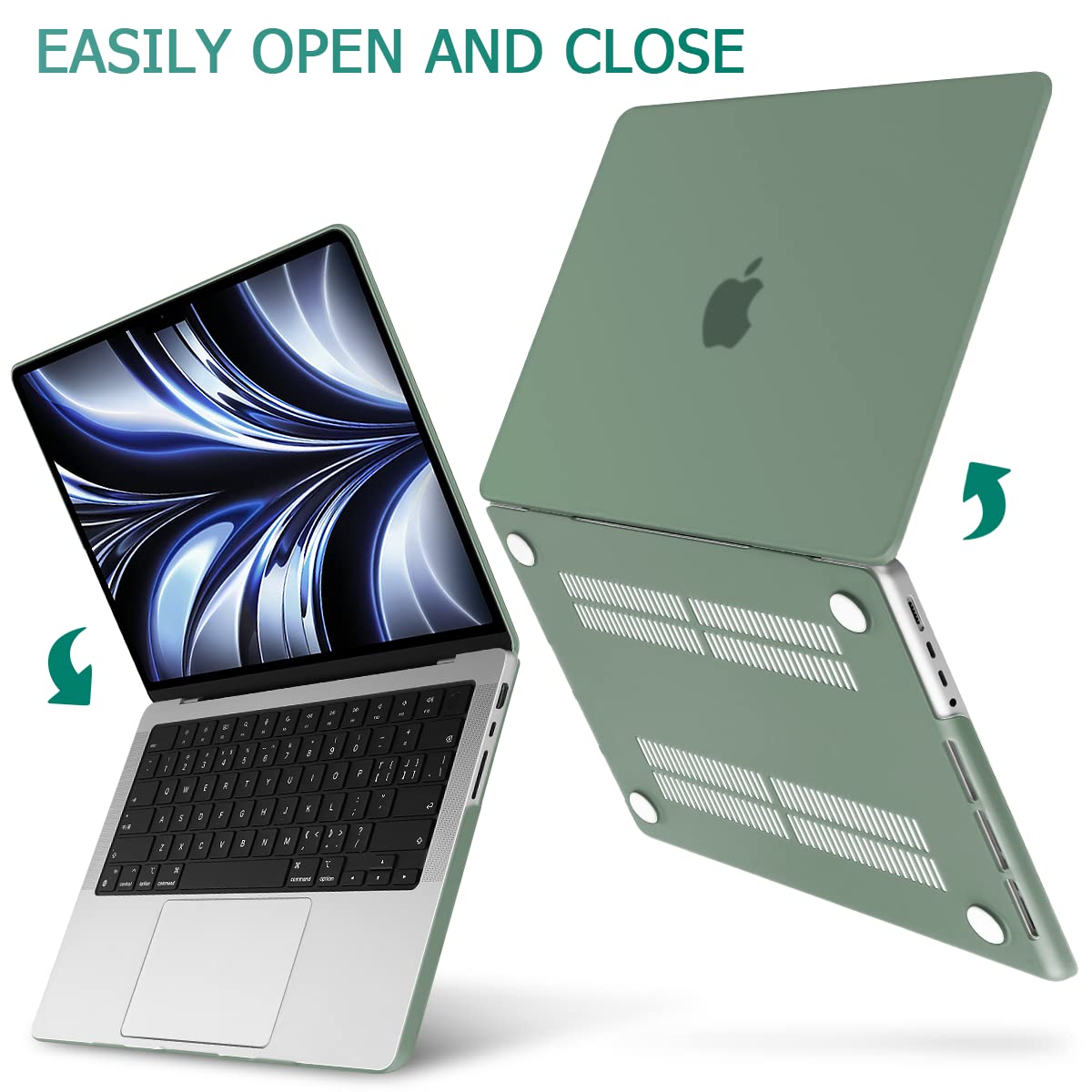 Suitable for  MacBook Pro 14 Max Inch Case 2023 2022 2021 M2 A2779 M1 A2442 Hardshell Case Keyboard Cover Midnight Green Tristar Online