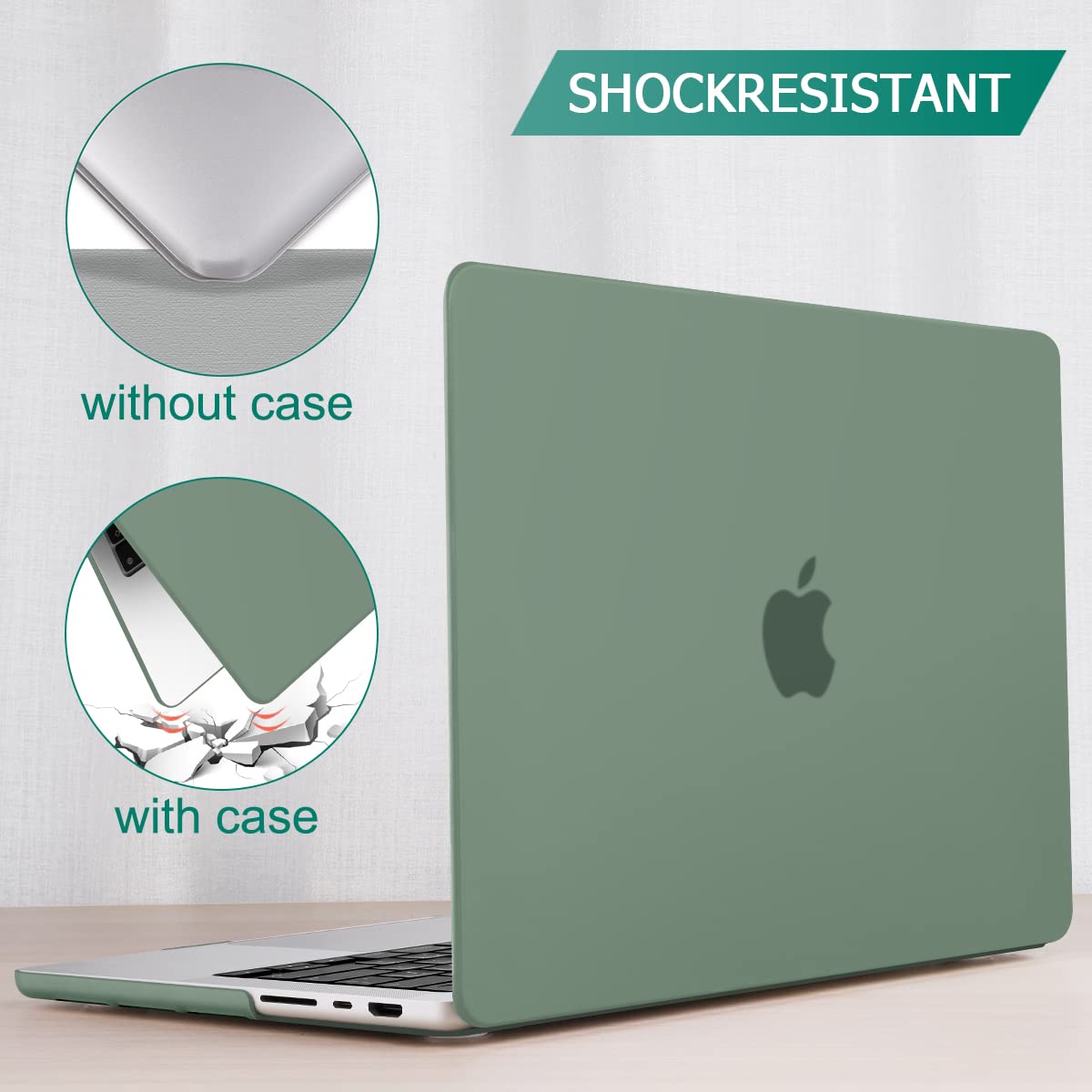 Suitable for  MacBook Pro 14 Max Inch Case 2023 2022 2021 M2 A2779 M1 A2442 Hardshell Case Keyboard Cover Midnight Green Tristar Online