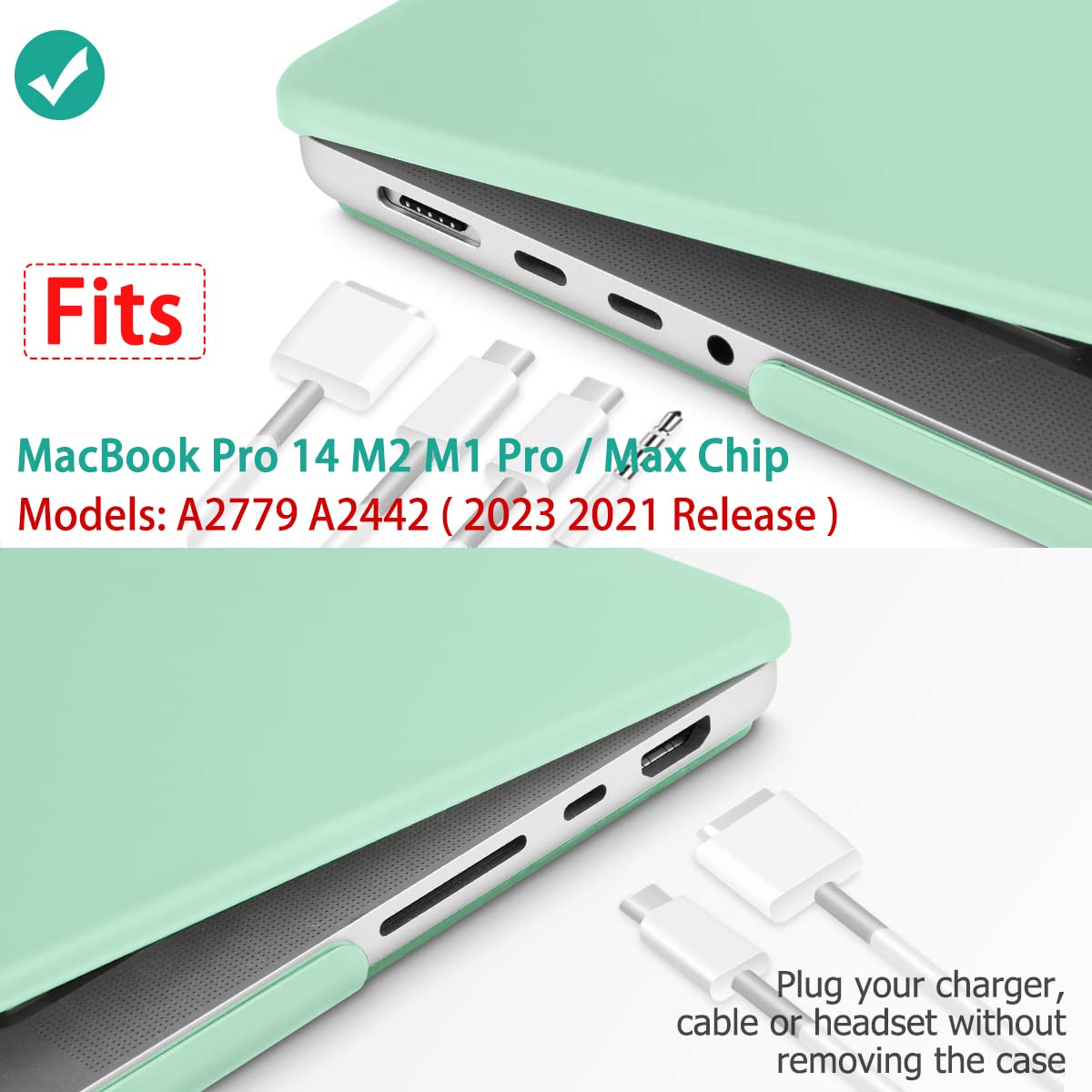 Suitable for  MacBook Pro 14 Max Inch Case 2023 2022 2021 M2 A2779 M1 A2442 Hardshell Case Keyboard Cover Green Tristar Online