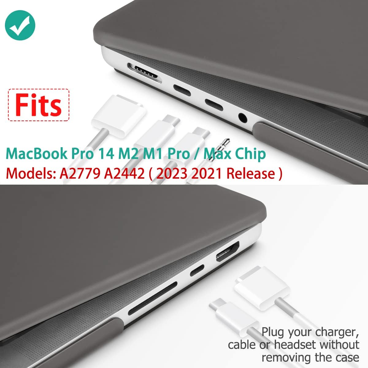 Suitable for  MacBook Pro 14 Max Inch Case 2023 2022 2021 M2 A2779 M1 A2442 Hardshell Case Keyboard Cover Grey Tristar Online