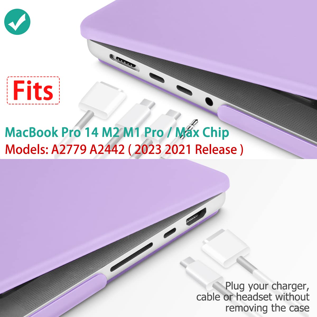 Suitable for  MacBook Pro 14 Max Inch Case 2023 2022 2021 M2 A2779 M1 A2442 Hardshell Case Keyboard Cover Purple Tristar Online