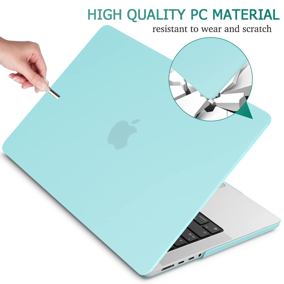Suitable for  MacBook Pro 14 Max Inch Case 2023 2022 2021 M2 A2779 M1 A2442 Hardshell Case Keyboard Cover Turquoise Tristar Online