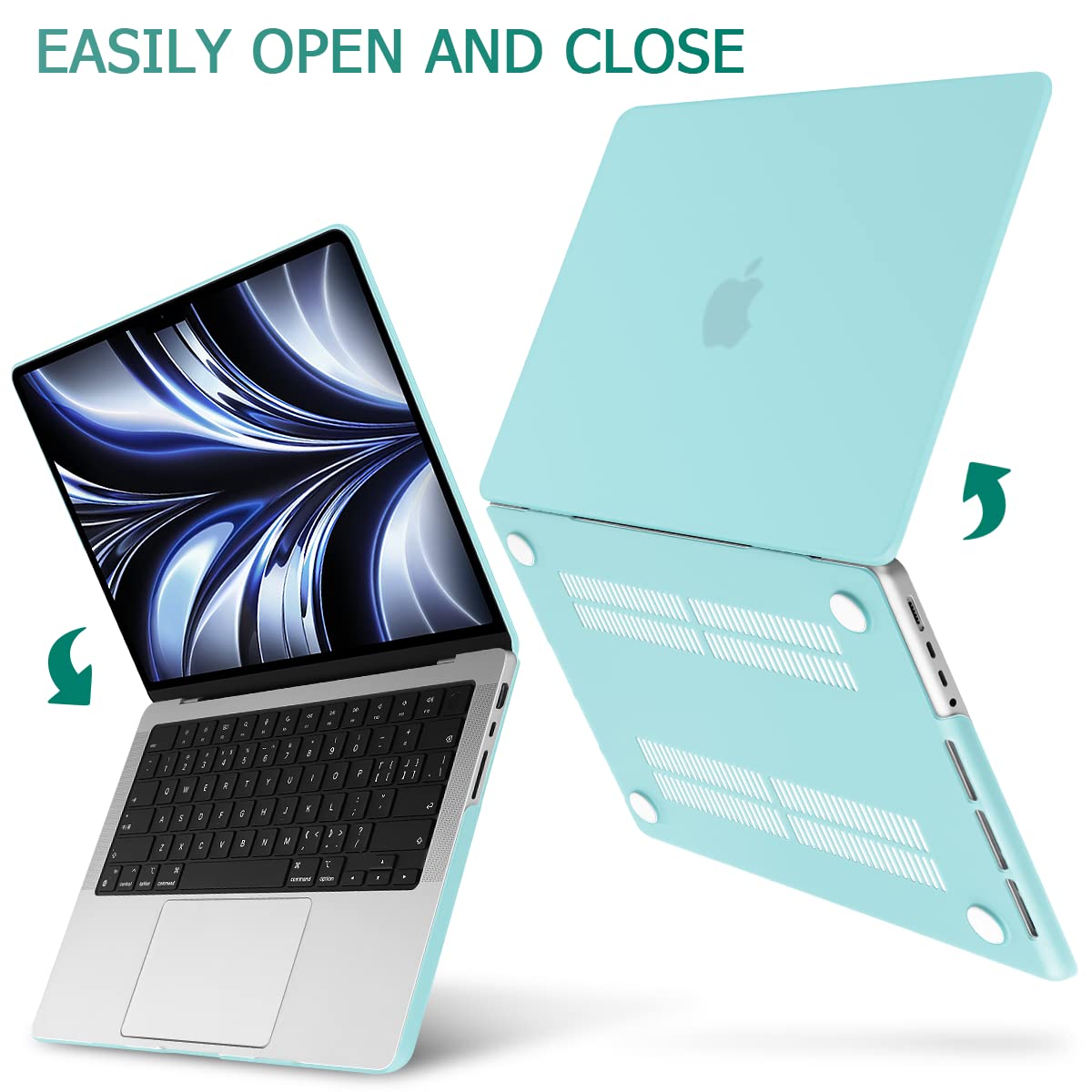 Suitable for  MacBook Pro 14 Max Inch Case 2023 2022 2021 M2 A2779 M1 A2442 Hardshell Case Keyboard Cover Turquoise Tristar Online
