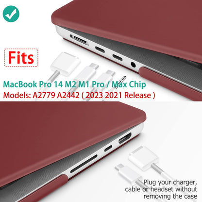 Suitable for  MacBook Pro 14 Max Inch Case 2023 2022 2021 M2 A2779 M1 A2442 Hardshell Case Keyboard Cover Wine Red Tristar Online