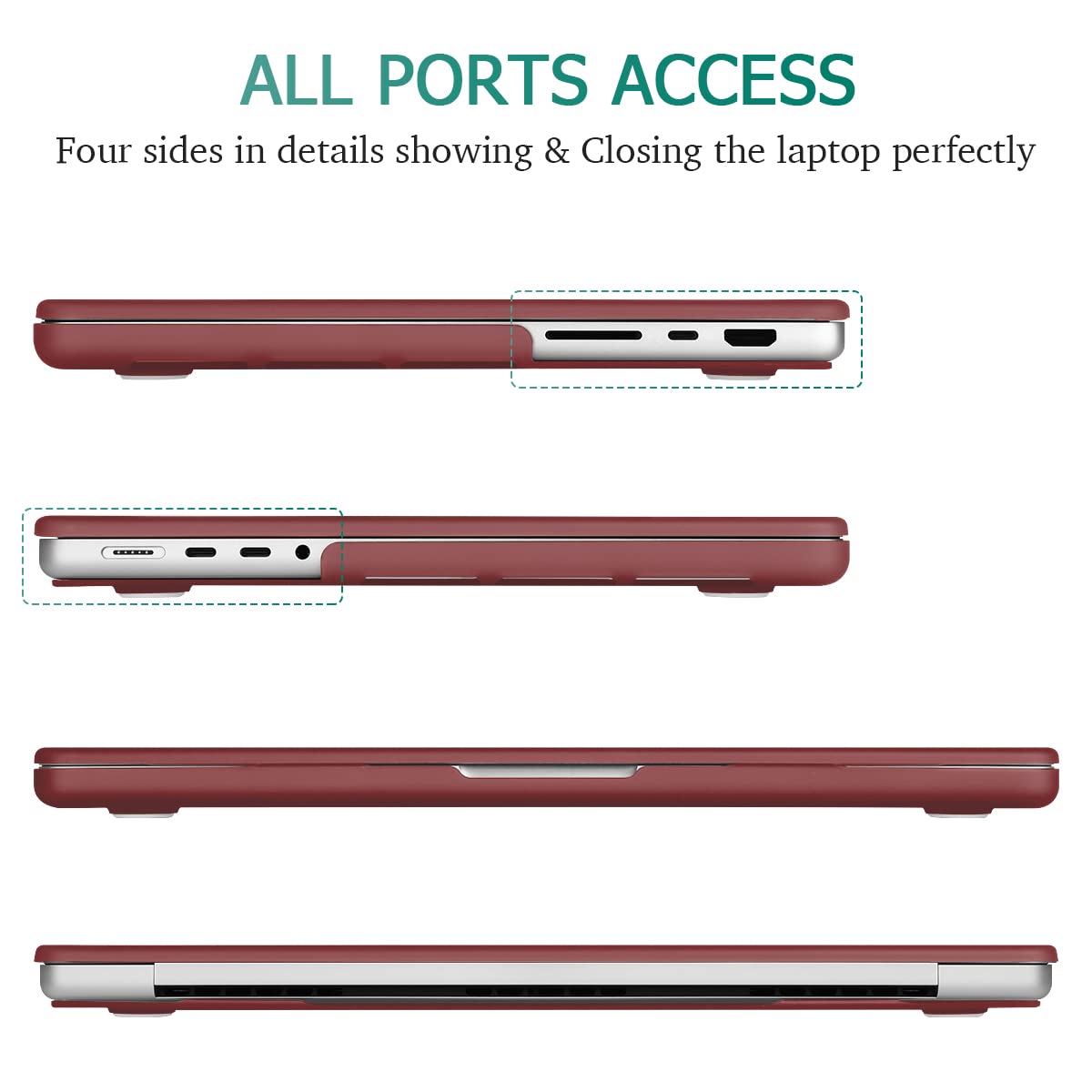 Suitable for  MacBook Pro 14 Max Inch Case 2023 2022 2021 M2 A2779 M1 A2442 Hardshell Case Keyboard Cover Wine Red Tristar Online