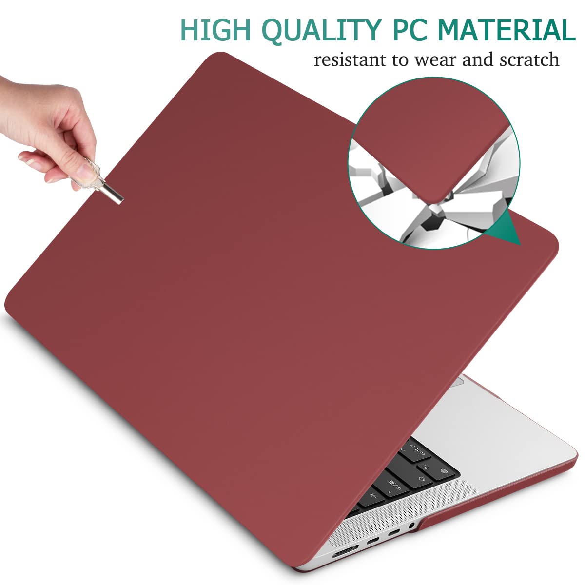 Suitable for  MacBook Pro 14 Max Inch Case 2023 2022 2021 M2 A2779 M1 A2442 Hardshell Case Keyboard Cover Wine Red Tristar Online
