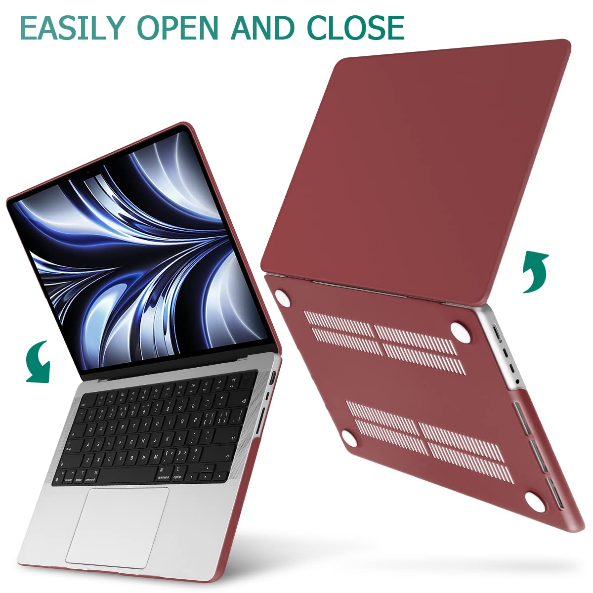 Suitable for  MacBook Pro 14 Max Inch Case 2023 2022 2021 M2 A2779 M1 A2442 Hardshell Case Keyboard Cover Wine Red Tristar Online