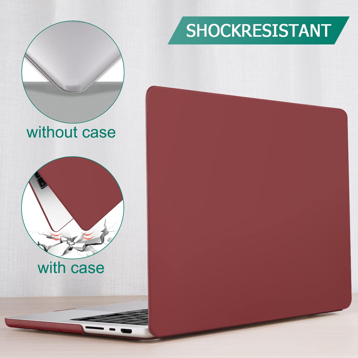 Suitable for  MacBook Pro 14 Max Inch Case 2023 2022 2021 M2 A2779 M1 A2442 Hardshell Case Keyboard Cover Wine Red Tristar Online