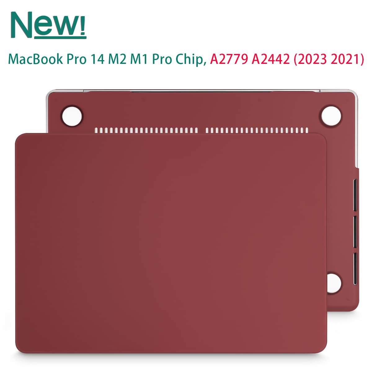 Suitable for  MacBook Pro 14 Max Inch Case 2023 2022 2021 M2 A2779 M1 A2442 Hardshell Case Keyboard Cover Wine Red Tristar Online