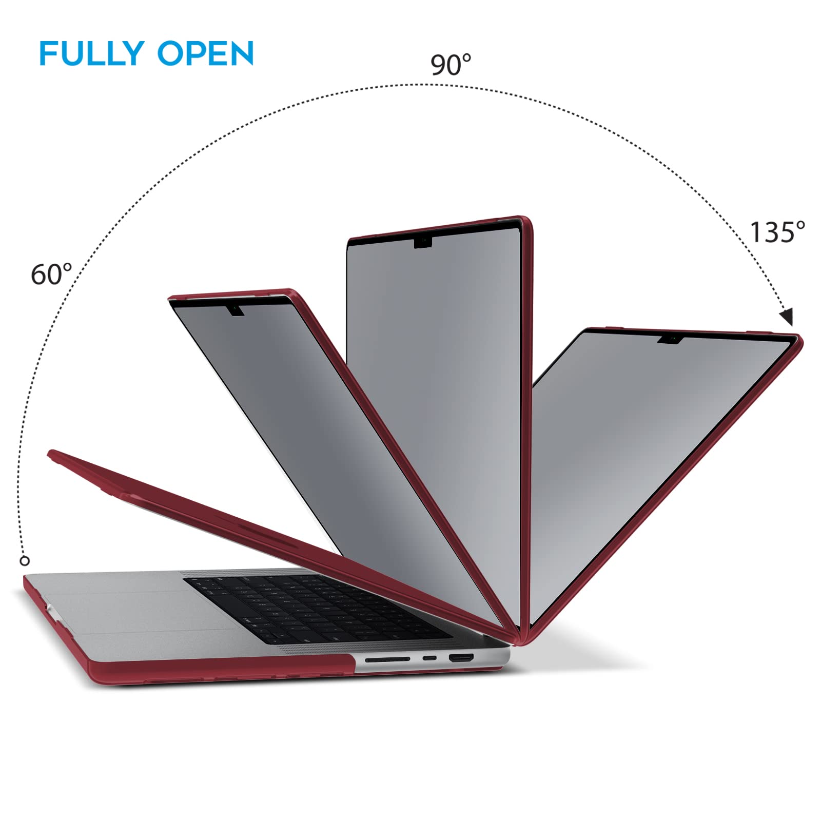 Suitable for  MacBook Pro 14 Max Inch Case 2023 2022 2021 M2 A2779 M1 A2442 Hardshell Case Keyboard Cover Wine Red Tristar Online