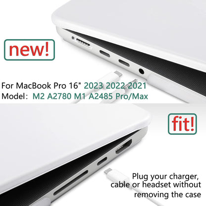 Suitable for  MacBook Pro 16 inch Case 2023 2022 2021 M2 A2780 A2485 M1 Pro/Max Hard Shell Case Keyboard Cover White Tristar Online