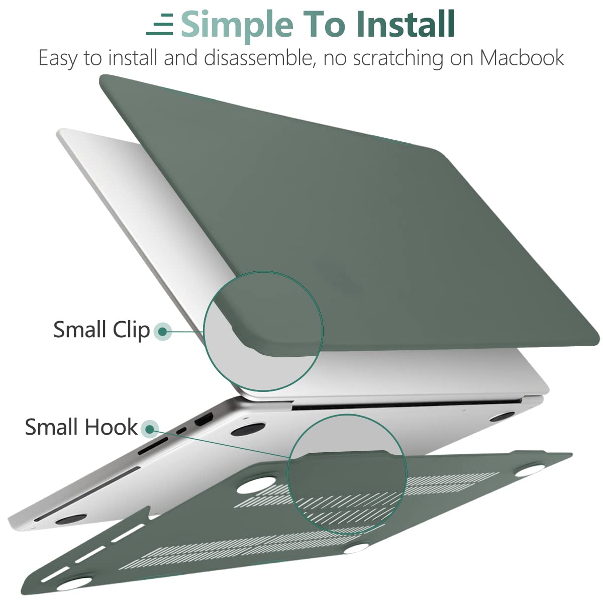 Suitable for  MacBook Pro 16 inch Case 2023 2022 2021 M2 A2780 A2485 M1 Pro/Max Hard Shell Case Keyboard Cover Midnight Green Tristar Online
