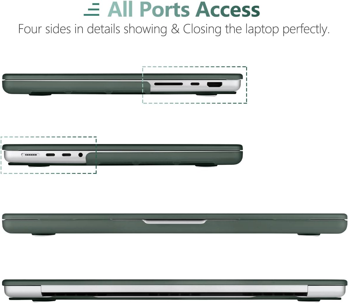 Suitable for  MacBook Pro 16 inch Case 2023 2022 2021 M2 A2780 A2485 M1 Pro/Max Hard Shell Case Keyboard Cover Midnight Green Tristar Online
