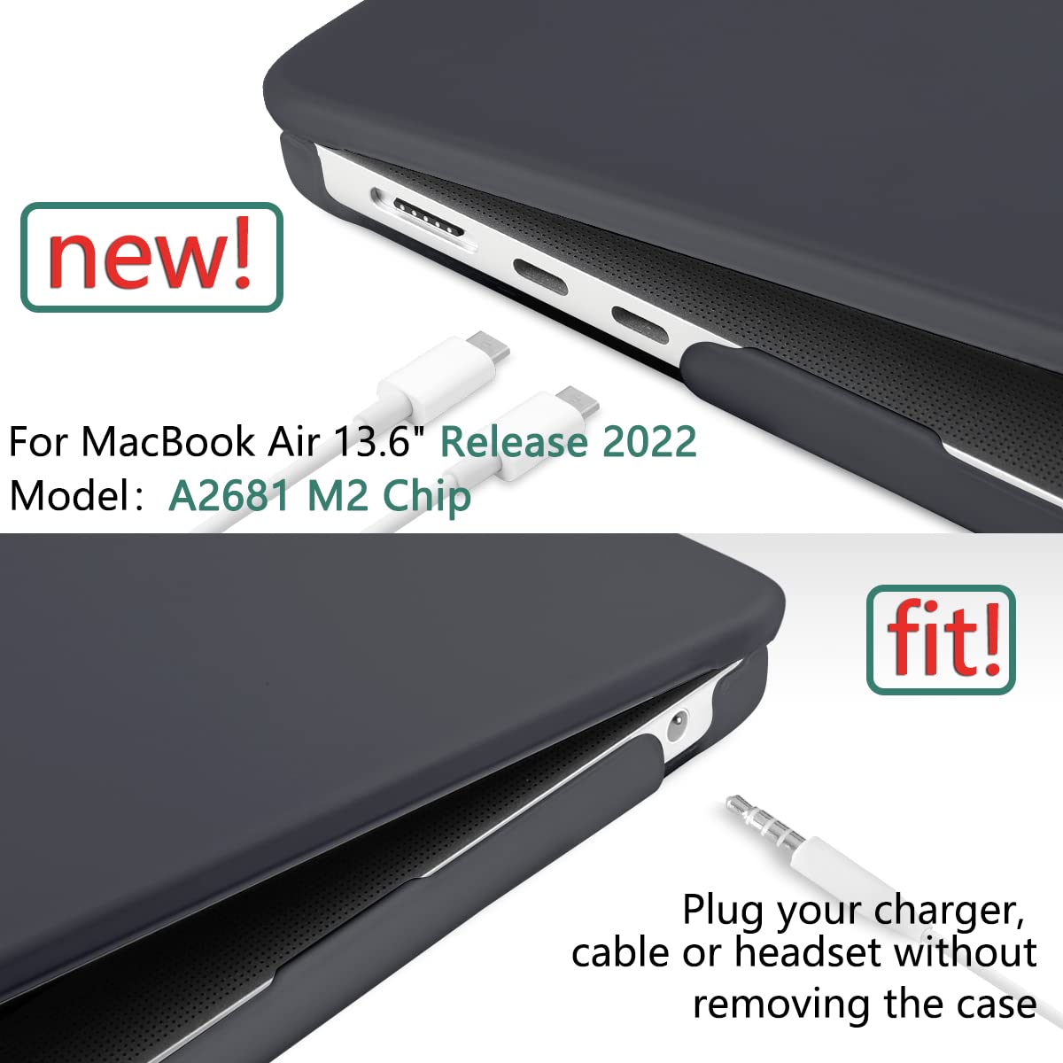 Suitable for  2023 2022 MacBook Air 13 inch case M2 Model A2681 Hard Shell Case Keyboard Cover Black Tristar Online