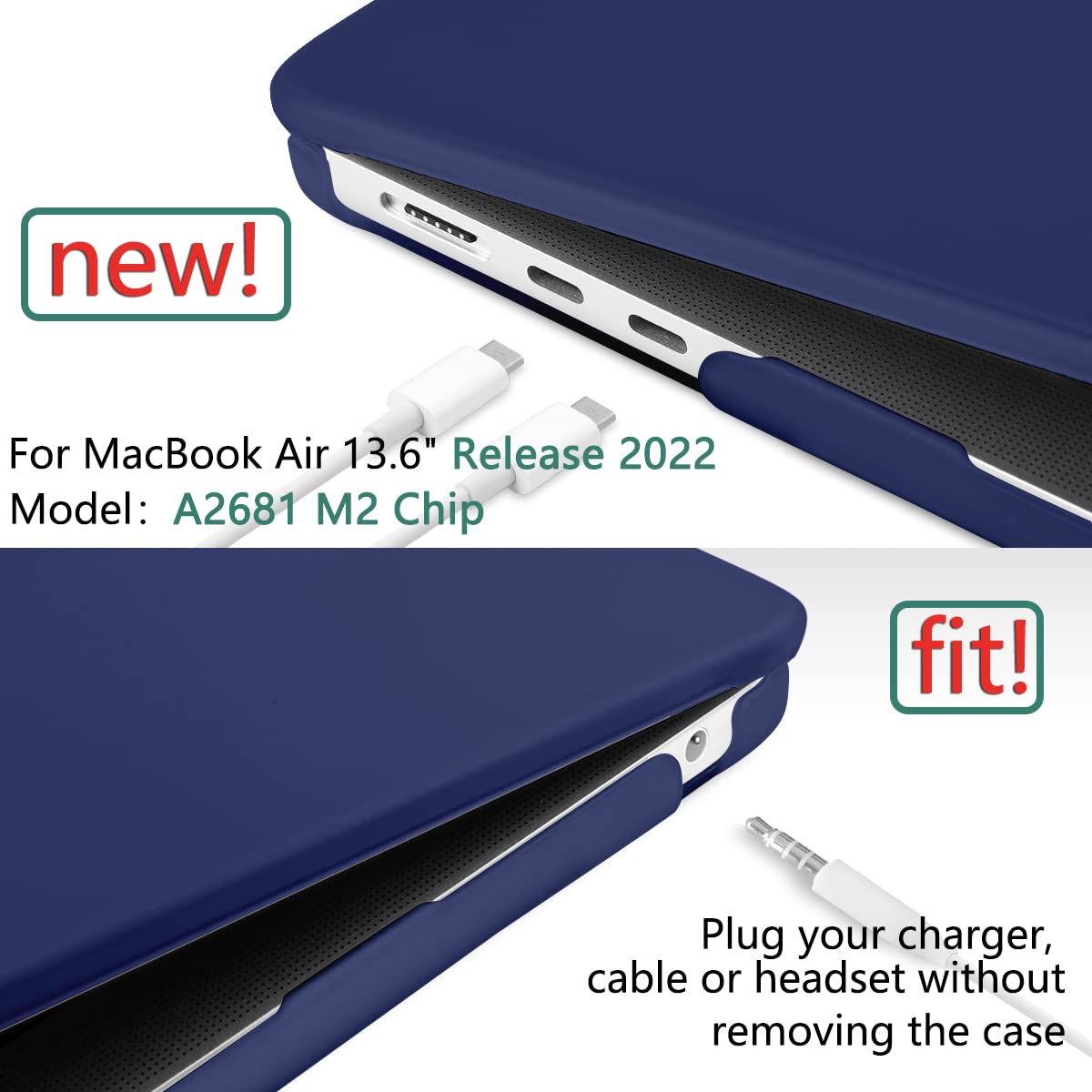 Suitable for  2023 2022 MacBook Air 13 inch case M2 Model A2681 Hard Shell Case Keyboard Cover Blue Tristar Online