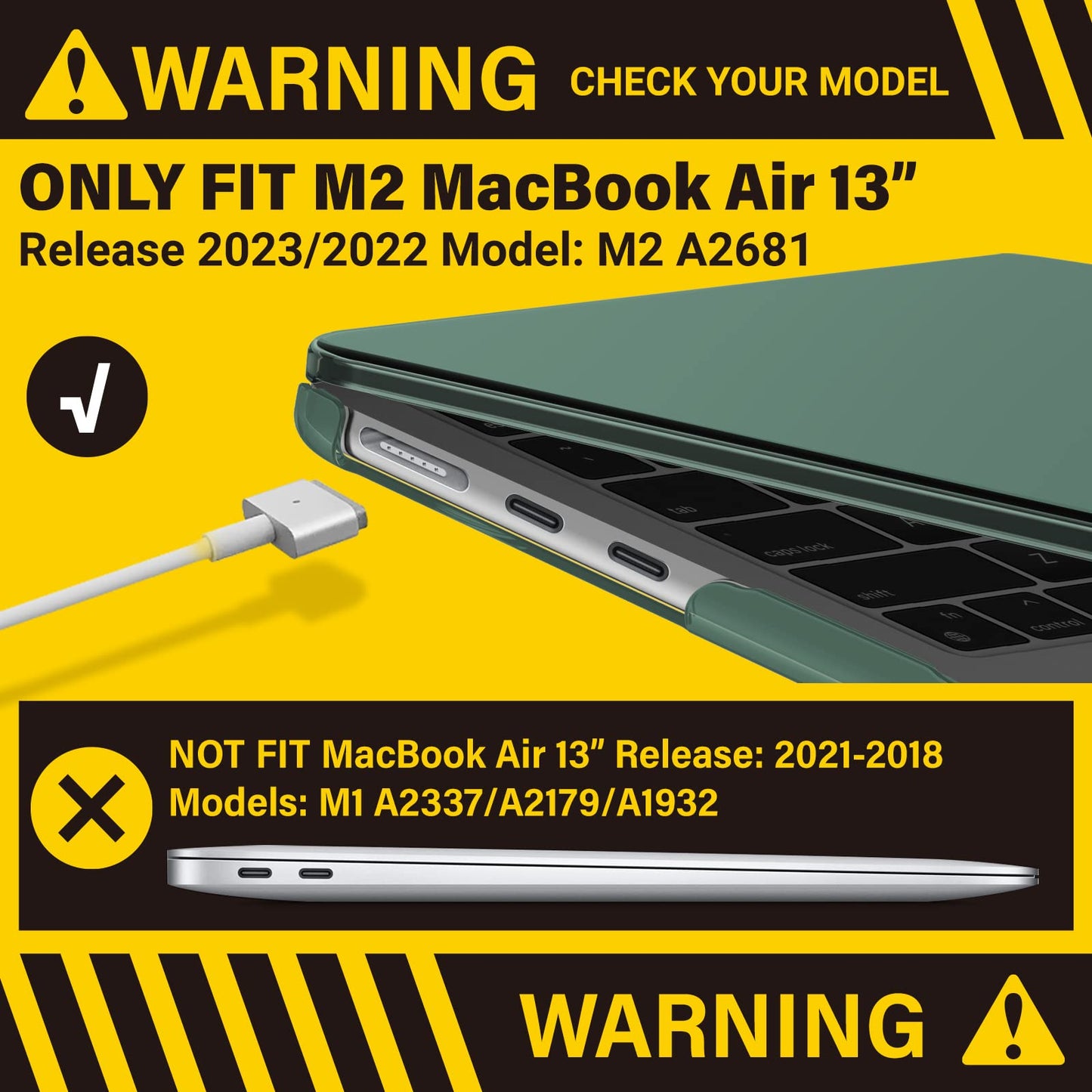 Suitable for  2023 2022 MacBook Air 13 inch case M2 Model A2681 Hard Shell Case Keyboard Cover Midnight Green Tristar Online