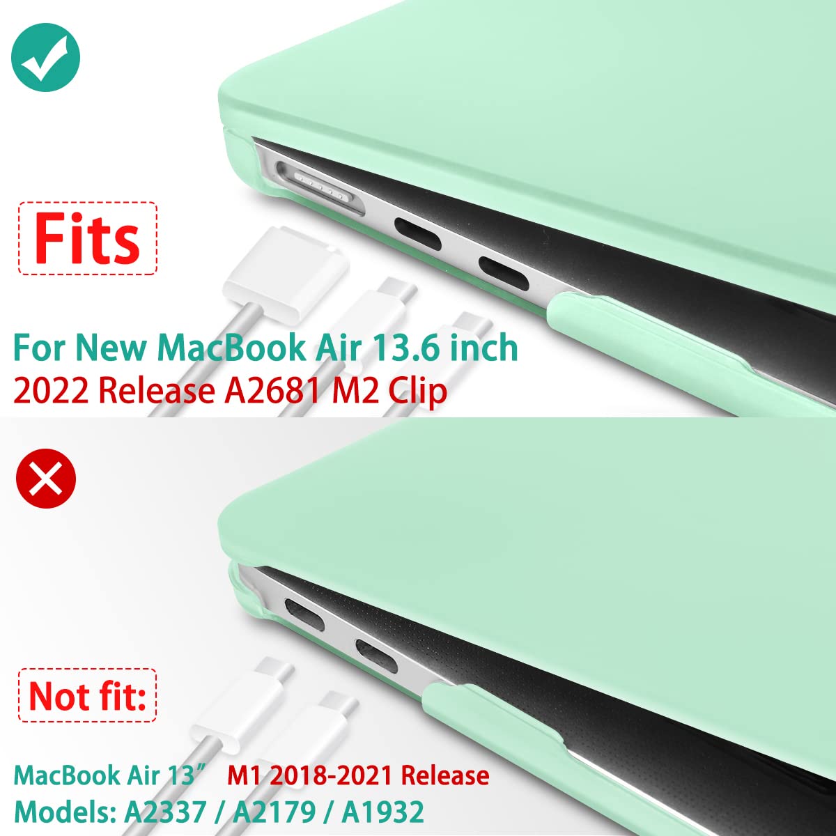 Suitable for  2023 2022 MacBook Air 13 inch case M2 Model A2681 Hard Shell Case Keyboard Cover Green Tristar Online
