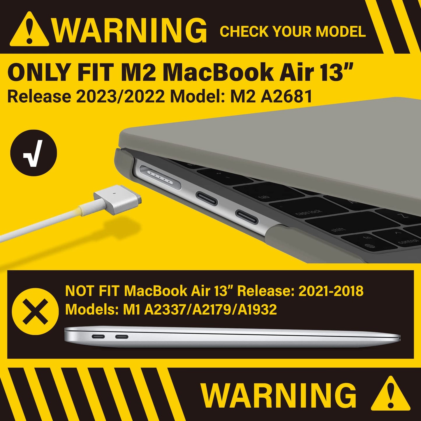 Suitable for  2023 2022 MacBook Air 13 inch case M2 Model A2681 Hard Shell Case Keyboard Cover Grey Tristar Online