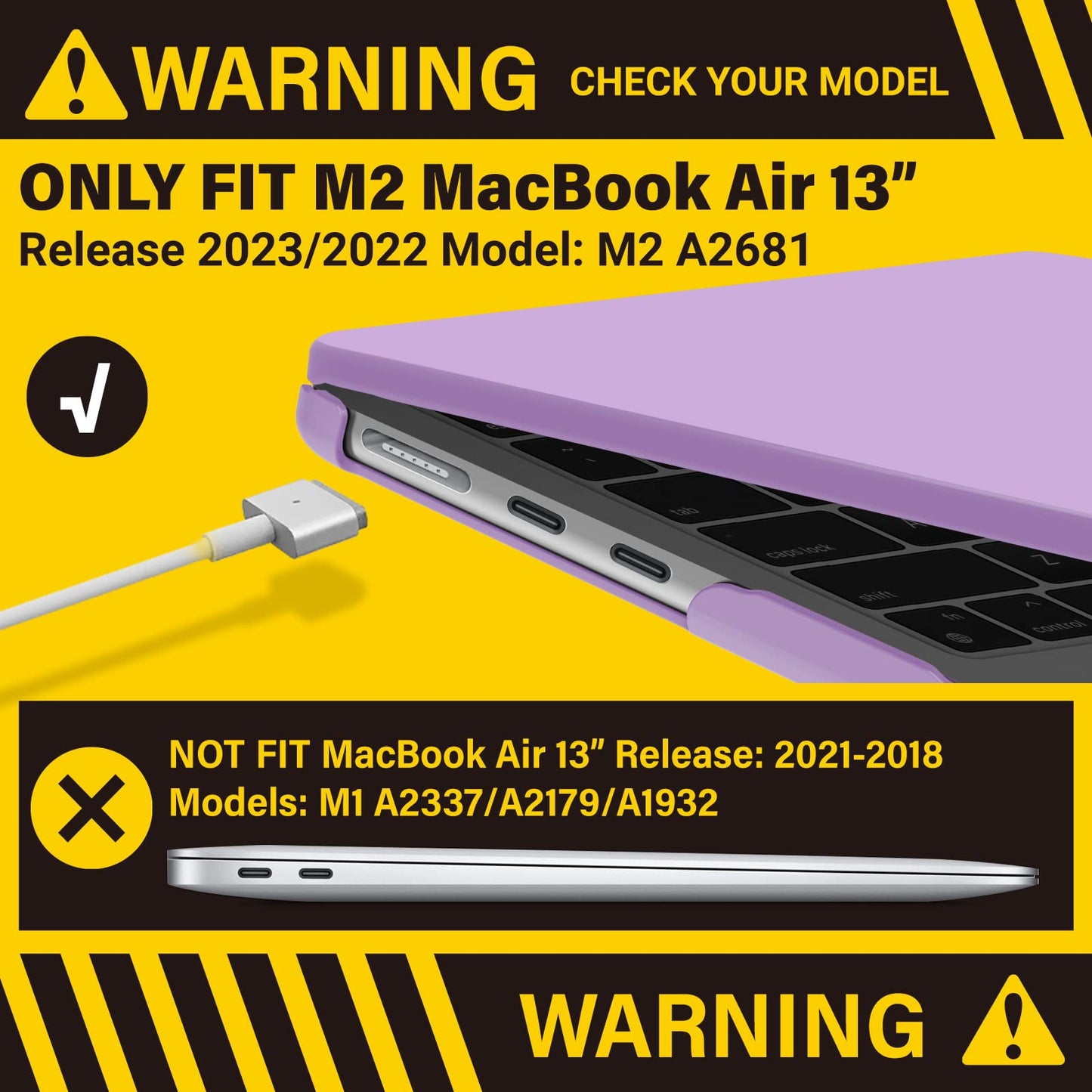Suitable for  2023 2022 MacBook Air 13 inch case M2 Model A2681 Hard Shell Case Keyboard Cover Purple Tristar Online