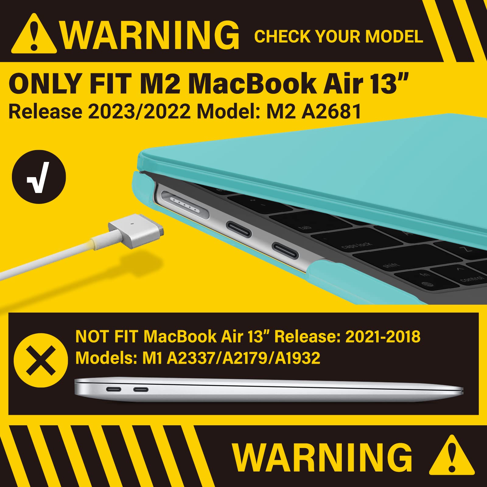 Suitable for  2023 2022 MacBook Air 13 inch case M2 Model A2681 Hard Shell Case Keyboard Cover Turquoise Tristar Online