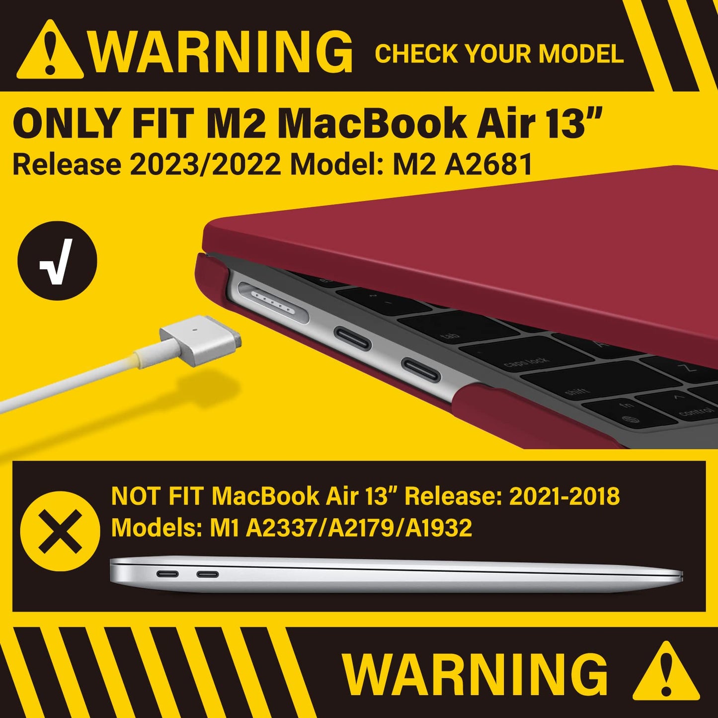 Suitable for  2023 2022 MacBook Air 13 inch case M2 Model A2681 Hard Shell Case Keyboard Cover Wine Red Tristar Online