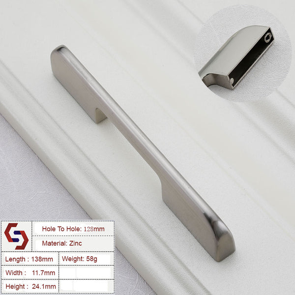 Zinc Kitchen Cabinet Handles Drawer Bar Handle Pull brushed silver color hole to hole size 128mm Tristar Online