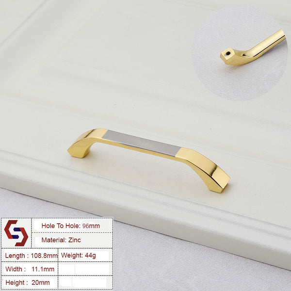 Zinc Kitchen Cabinet Handles Bar Drawer Handle Pull gold color hole to hole 96MM Tristar Online