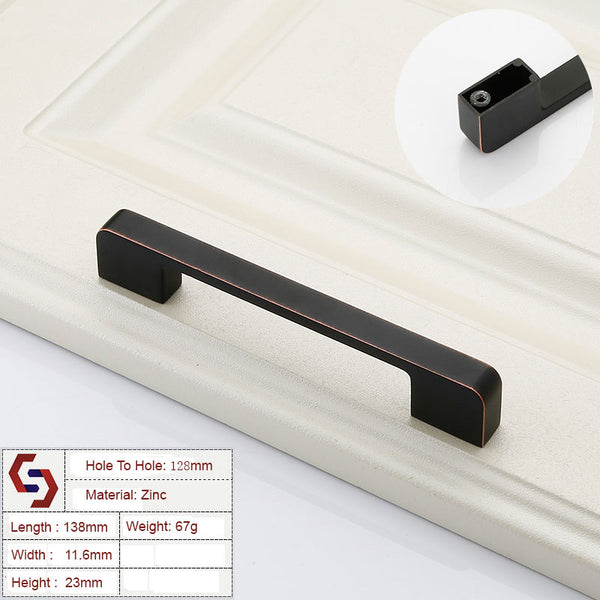 Zinc Kitchen Cabinet Handles Drawer Bar Handle Pull black+copper color hole to hole size 128mm Tristar Online