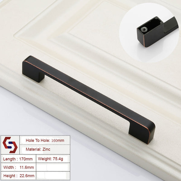 Zinc Kitchen Cabinet Handles Drawer Bar Handle Pull black+copper color hole to hole size 160mm Tristar Online