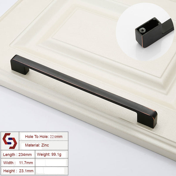 Zinc Kitchen Cabinet Handles Drawer Bar Handle Pull black+copper color hole to hole size 224mm Tristar Online